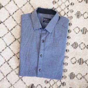 Bar III Blue Houndstooth Slim Fit Dress Shirt